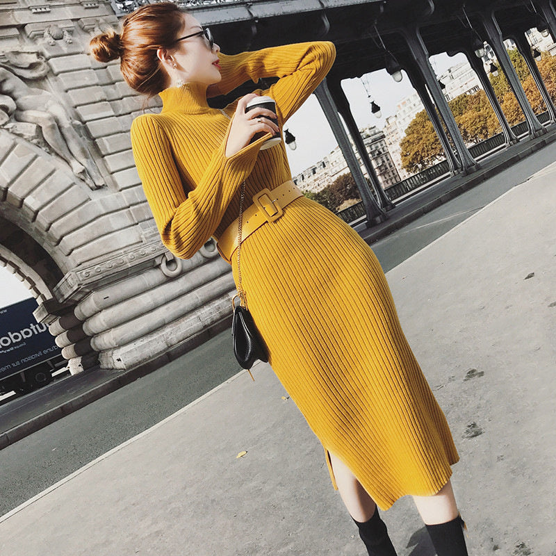 Medium length wool dress