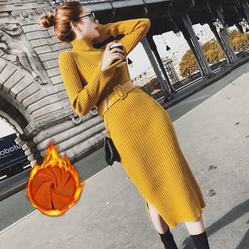 Medium length wool dress