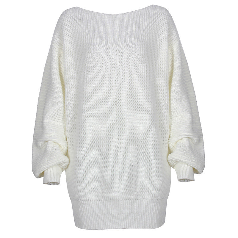 Casual loose knit wool dress