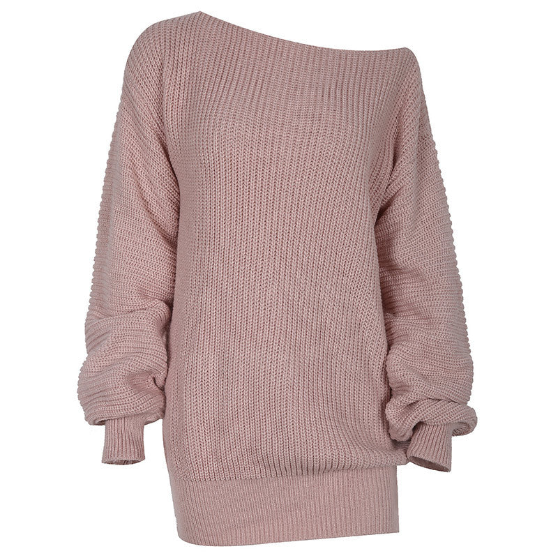 Casual loose knit wool dress
