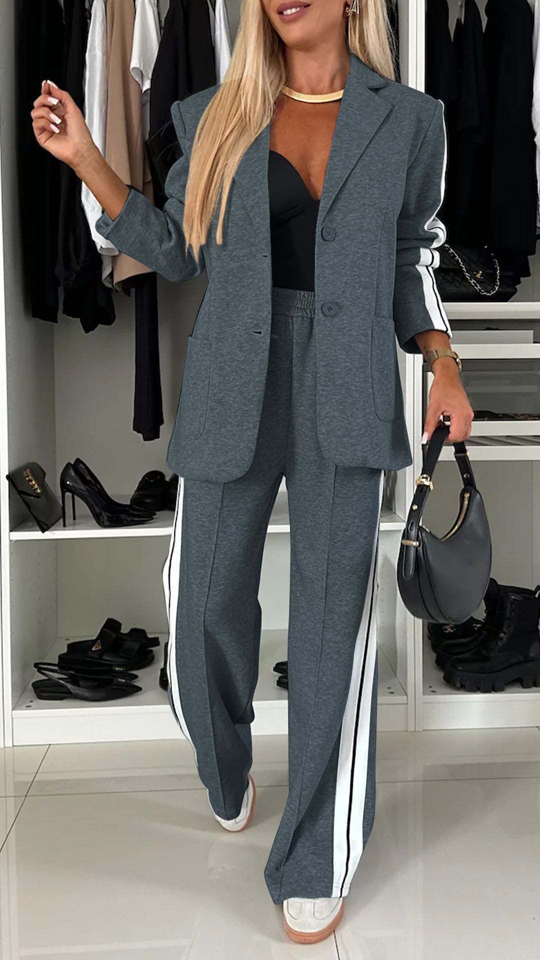 Women's Long Sleeve Lapel Casual Suit