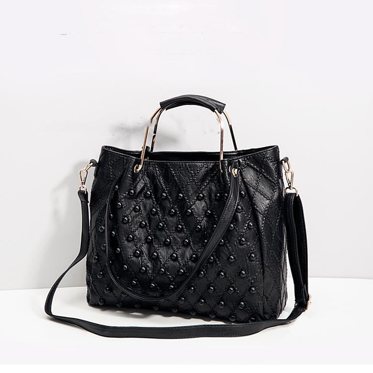 Soft Leather Diamond Rivet Handbag