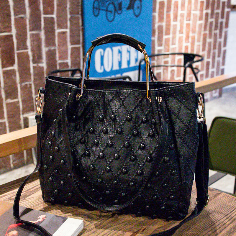 Soft Leather Diamond Rivet Handbag