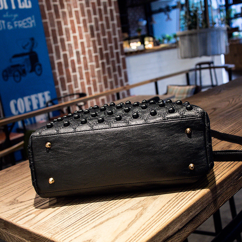 Soft Leather Diamond Rivet Handbag