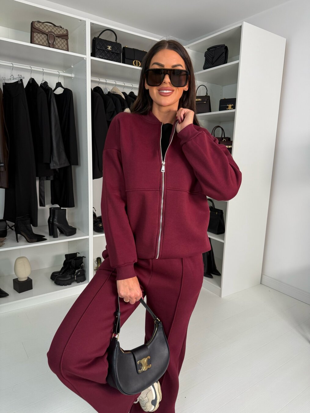 Women's Sports Suits Zipper Jacket And Wide Leg Pants Two-piece Set