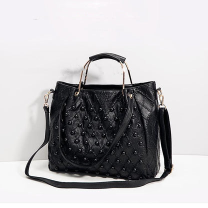 Soft Leather Diamond Rivet Handbag
